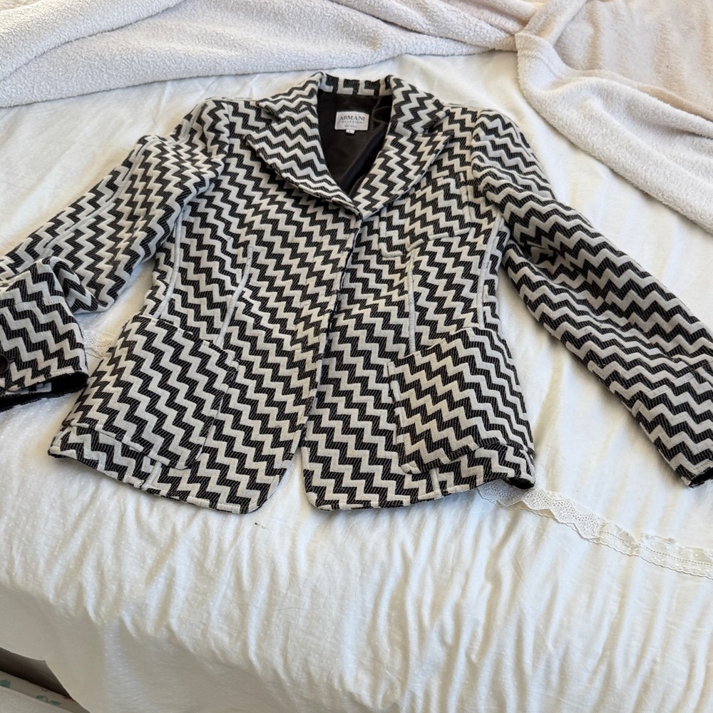 Armani Collezioni Brown Wool Zig Zag Pattern